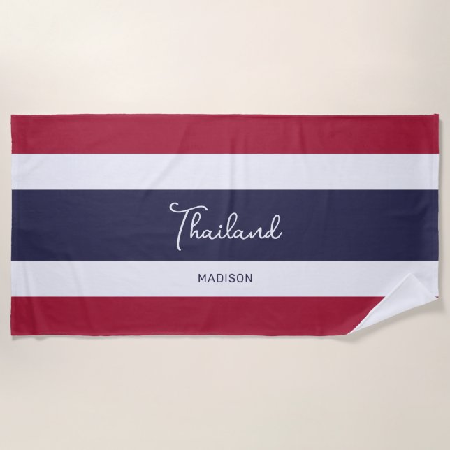 Custom Name Thailand Colours Beach Towel (Front)