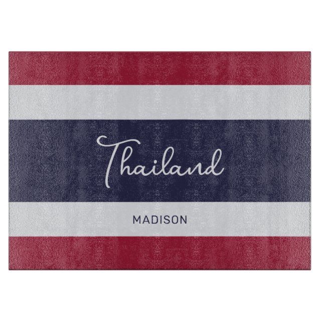 Custom Name Thailand Colours Cutting Board (Front)
