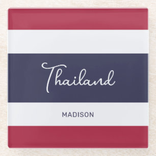 Custom Name Thailand Colours Glass Coaster