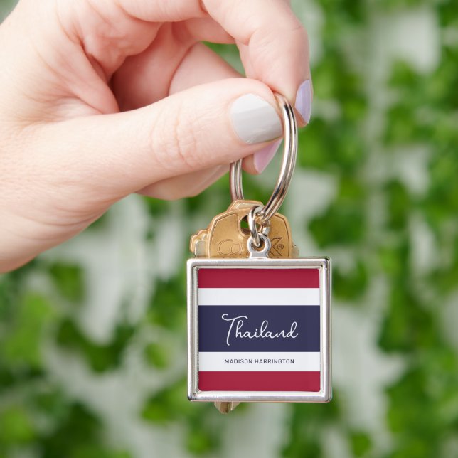 Custom Name Thailand Colours Key Ring (Hand)