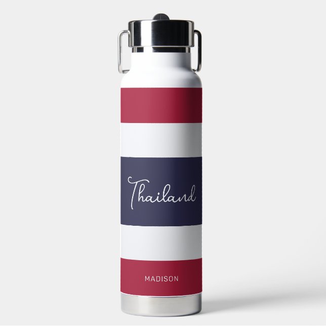 Custom Name Thailand Colours Water Bottle (Front)
