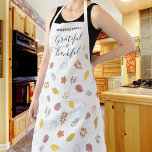 Custom Name Thanksgiving Friendsgiving Leaves  Apron<br><div class="desc">This rustic apron is decorated with watercolor fall leaves and white pumpkins and the words Grateful & Thankful in stylish typography. All the text is easily customisable. Use the Design Tool to change the text size, style, or colour. As we create our artwork you won't find this exact image from...</div>