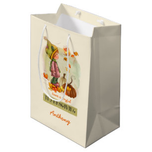 Custom Name Thanksgiving Medium Gift Bag