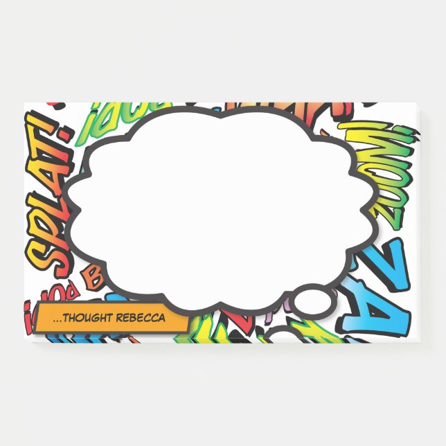 Custom Name Think Bubble Fun Comic Book Post-it Notes (Front)