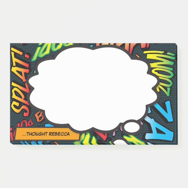 Custom Name Think Bubble Fun Comic Book Post-it Notes (Front)