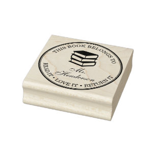 Custom Name This Book Belongs To Rubber Stamp