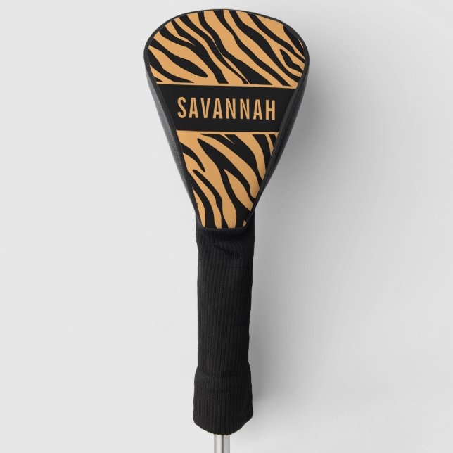 Custom Name Tiger Animal Print Pattern Classic Golf Head Cover (Front)