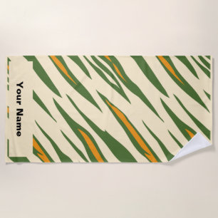 Custom Name Tiger Animal Print Summer Beach Towel