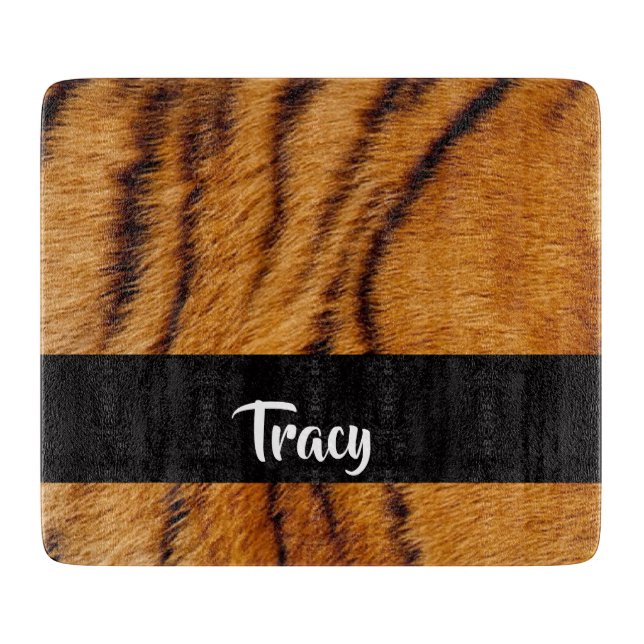 Custom name tiger skin cutting board (Front)