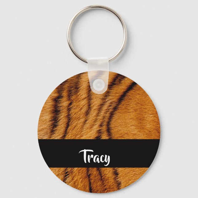 Custom name tiger skin key ring (Front)