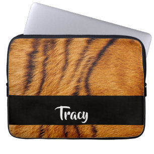 Custom name tiger skin laptop sleeve