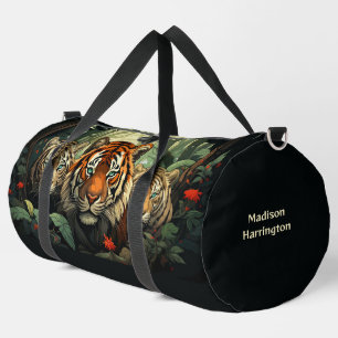 Custom Name Tigers Illustration Duffle Bag