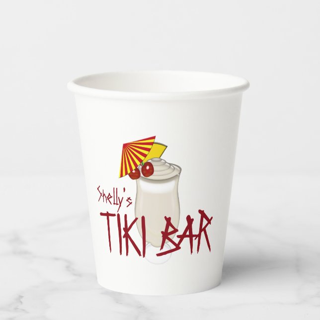 Custom Name Tiki Bar Paper Cups (Front)