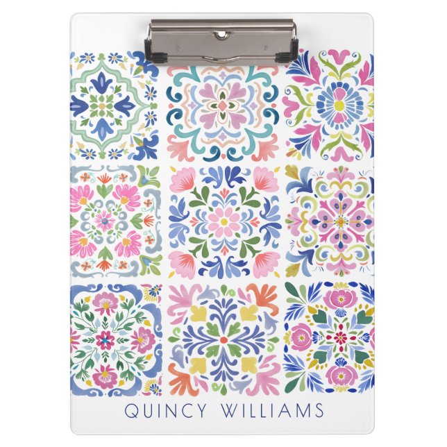 Custom Name Tile Mosaic  Clipboard (Front)