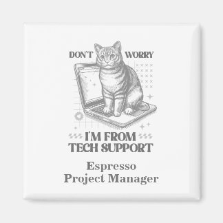 Custom Name & Title Cat Tech Support Magnet