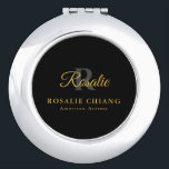 Custom Name & Title Compact Mirror with Monogram<br><div class="desc">Stay polished on the go with this Custom Compact Mirror,  personalised with your name,  title,  and elegant monogram. Sleek and portable,  it's perfect for touch-ups anytime,  anywhere. A thoughtful gift for professionals,  bridesmaids,  or beauty lovers who appreciate a personalised,  sophisticated accessory in their purse or makeup bag.</div>