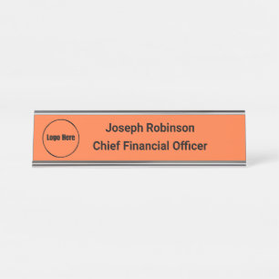 Custom Name Title Logo Burnt Orange Desk Name Plate