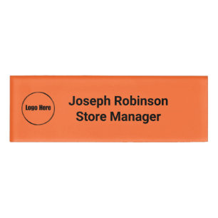 Custom Name Title Logo Burnt Orange Name Tag