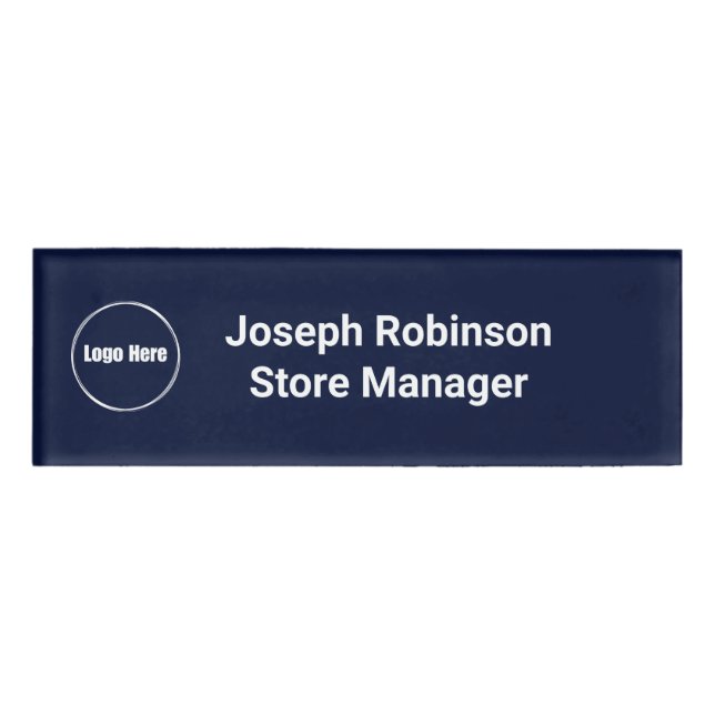 Custom Name Title Logo Midnight Navy Blue Tag (Front)