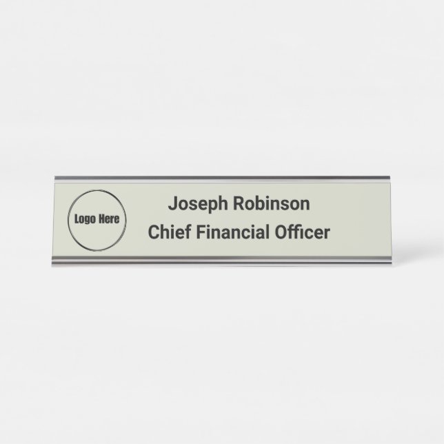 Custom Name Title Logo White Sage Desk Name Plate (Front)