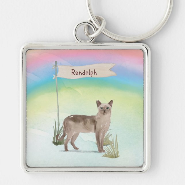 Custom Name Tonkinese Cat Pet Key Ring (Front)