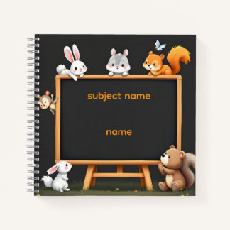 Custom Name & Topic Woodland Animals Notebook