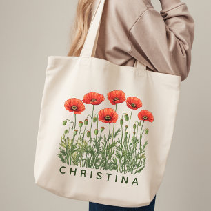 Custom Name Tote Bag Floral Gift for Her Mum Bride
