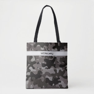 Custom Name Tote Bag with Camouflage Pattern