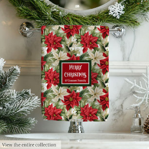 Custom Name Towels Christmas Wreath Accent