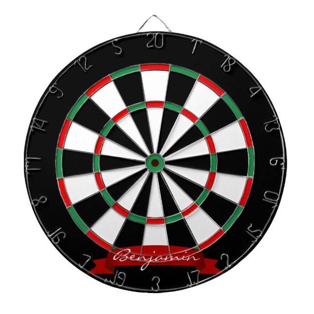 Custom Name Traditional Dartboard with Darts (Front)
