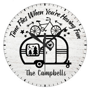 Custom Name Trailer Camping Rving Typography Large Clock