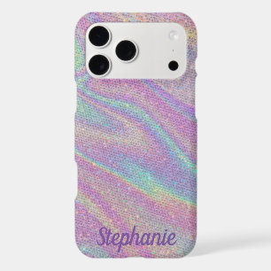 Custom Name Trendy Rainbow Glitter Texture Apple
