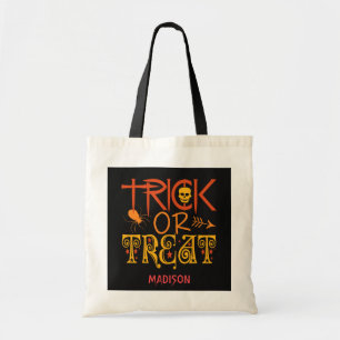 Custom Name Trick or Treat Halloween Tote Bag