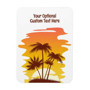Custom Name Tropical Island Sunset Magnet
