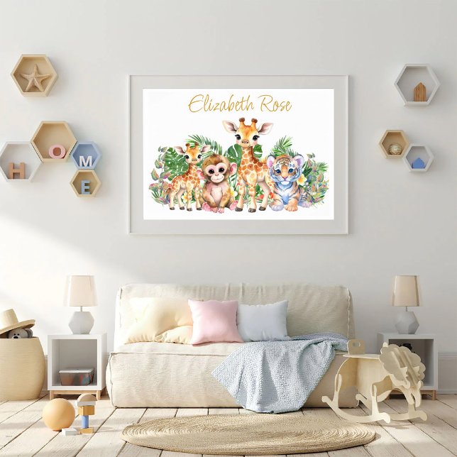 Custom Name Tropical Jungle Animals Poster (Creator Uploaded)