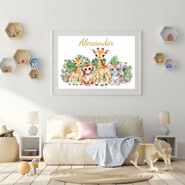 Custom Name Tropical Jungle Animals Poster (Creator Uploaded)