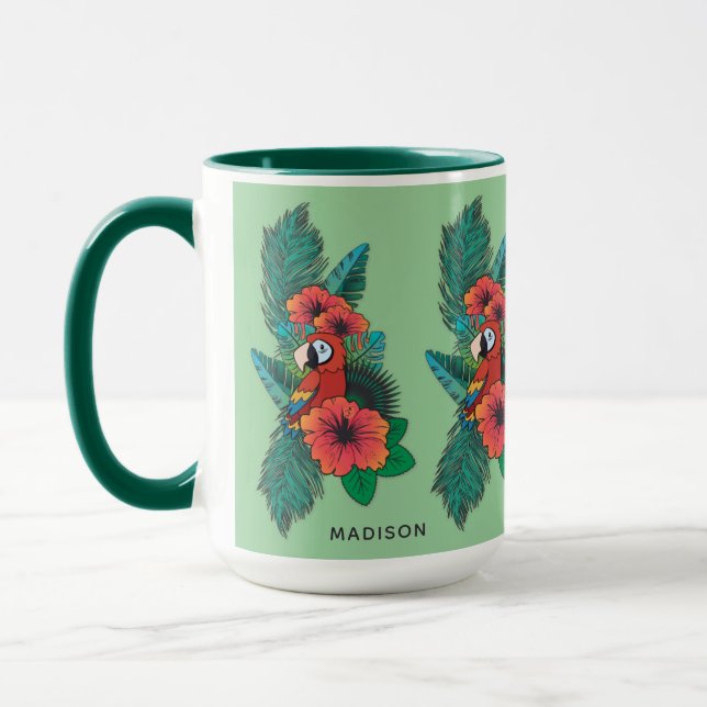 Custom name Tropical Parrot Mug (Left)
