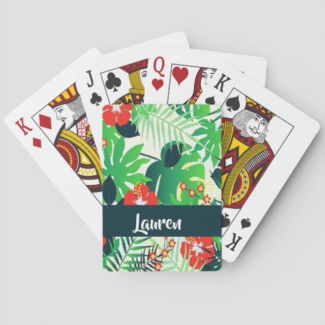 Custom name tropical pattern playing cards (Back)