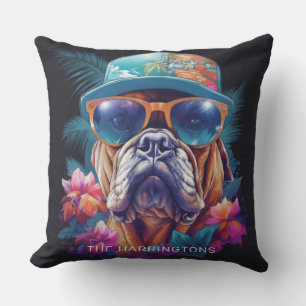 Custom Name Tropical Vacation Dog Cushion
