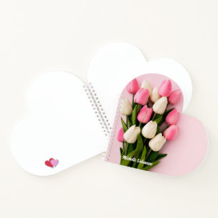 Custom Name Tulips on Pink Notebook