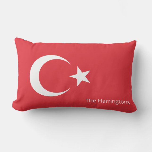 Custom Name Turkey Flag Lumbar Cushion (Front)
