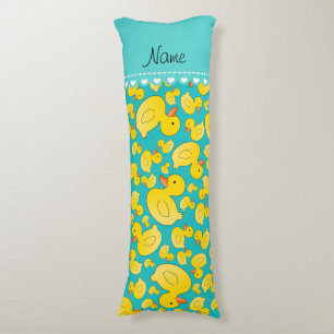 Custom name turquoise rubberducks blue stripe body cushion