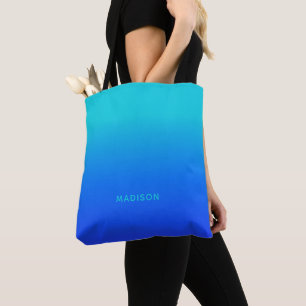 Custom name Turquoise to Blue Gradient bags