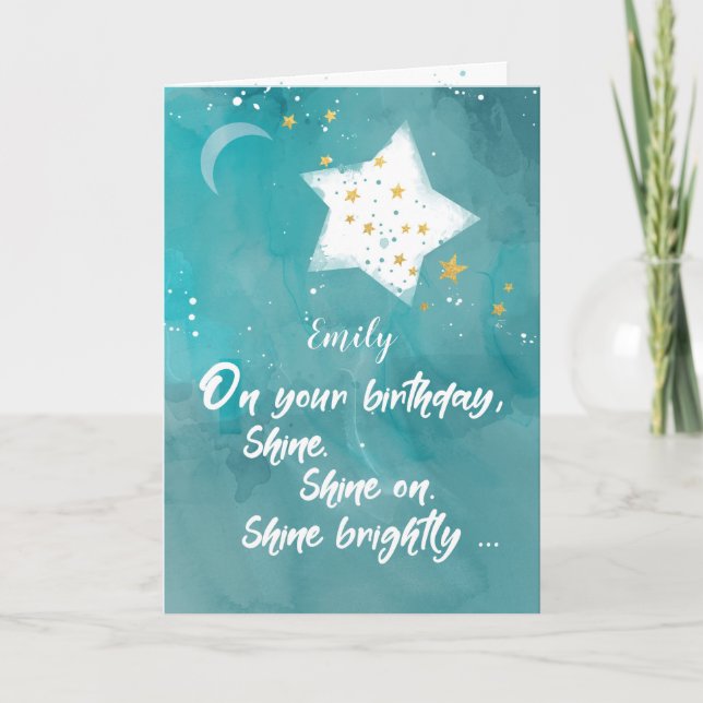 Custom Name Tween or Teen Birthday Night Sky Card (Front)