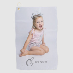 Custom Name Typography and Photo Golf Towel
