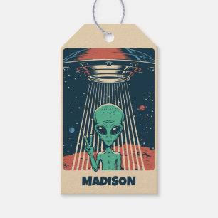 Custom Name UFO Alien Gift Tags