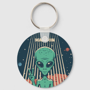 Custom Name UFO Alien Key Ring