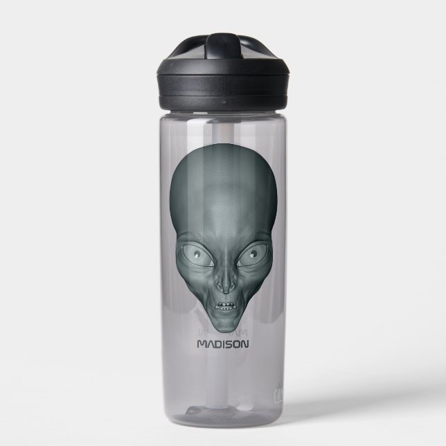 Custom name UFO Alien Water Bottle (Front)