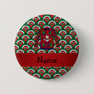 Custom name ugly christmas sweater candy canes 6 cm round badge