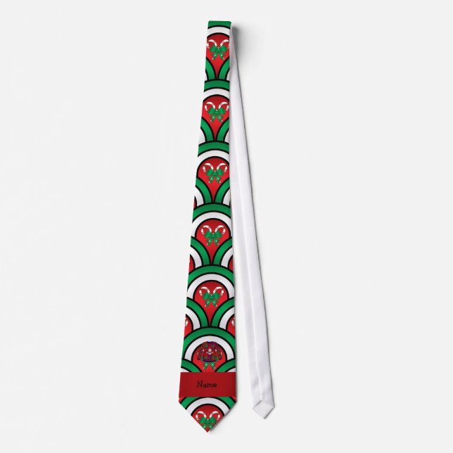 Custom name ugly christmas sweater candy canes tie (Front)